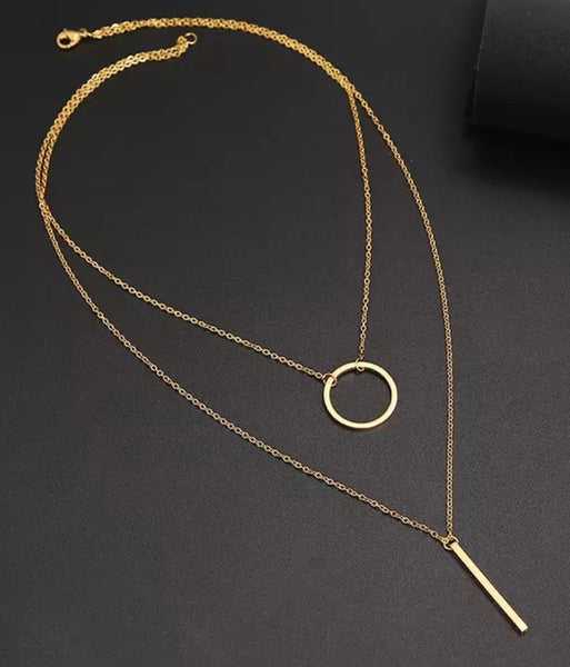 Layered Circle-Bar Necklace