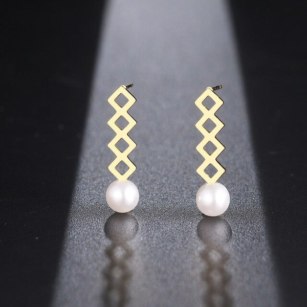 Shapes & Pearl Earrings
