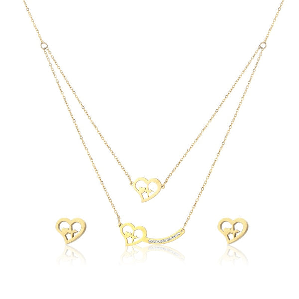 Beating Heart Necklace & Earrings Set