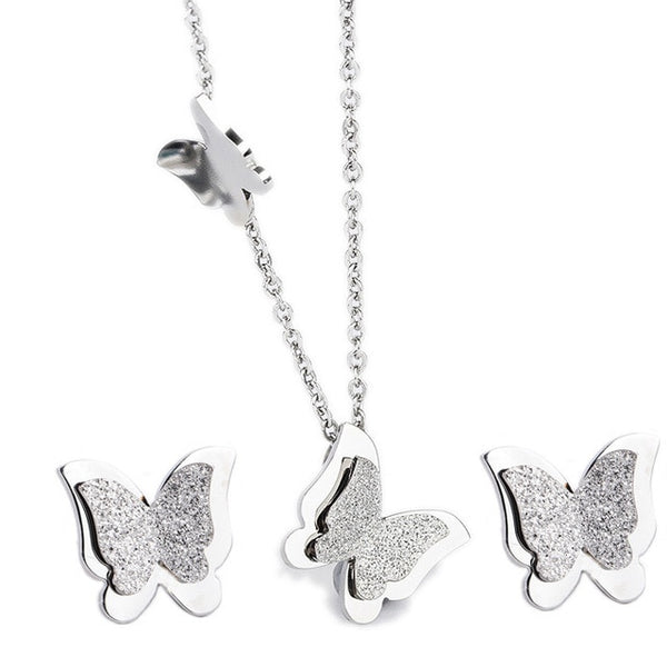 3D Butterfly Necklace & Earrings Set